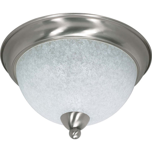 Nuvo South Beach 15in 3-Light Flush Mount | Contemporary Brushed Nickel and Water Spot Glass | Bedroom & Hallway Ceiling Light | 16 x 9 x | Model 60-131