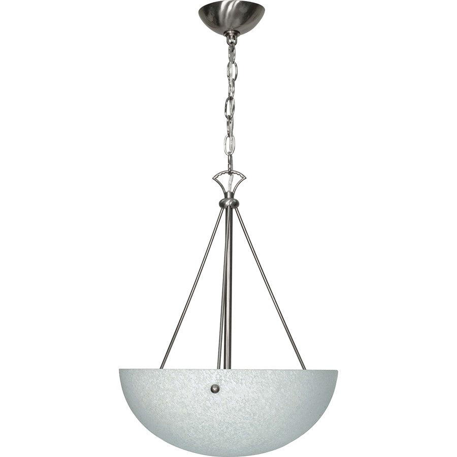 Nuvo South Beach 15in 3-Light Pendant | Contemporary Brushed Nickel and Water Spot Glass | Kitchen Island & Dining Room | 15 x 15 x 20 in | Model 60-133
