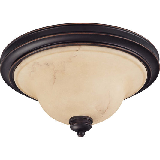 Nuvo Anastasia 15in 2-Light Flush Mount | Curved Copper Espresso Frame and Honey Marble Glass | Bathroom & Hallway Ceiling Light | 15 x | Model 60-1407
