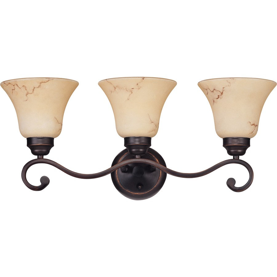 Nuvo Lighting Anastasia 23in 3-Light Vanity Light | Transitional Copper Espresso and Honey Marble Glass | Bathroom Vanity | 23 x 10.125 x | Model 60-1414