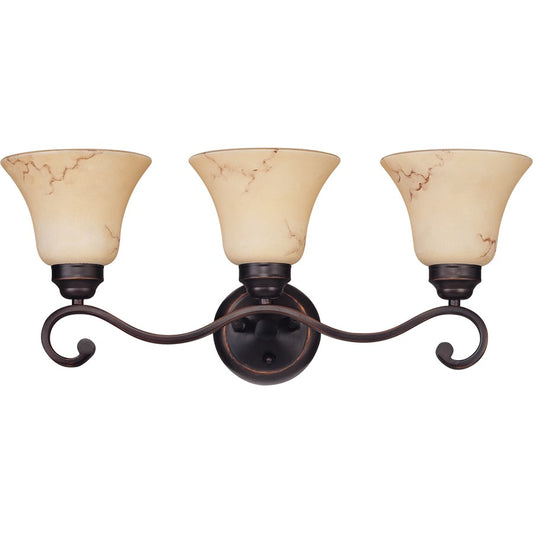 Nuvo Lighting Anastasia 23in 3-Light Vanity Light | Transitional Copper Espresso and Honey Marble Glass | Bathroom Vanity | 23 x 10.125 x | Model 60-1414