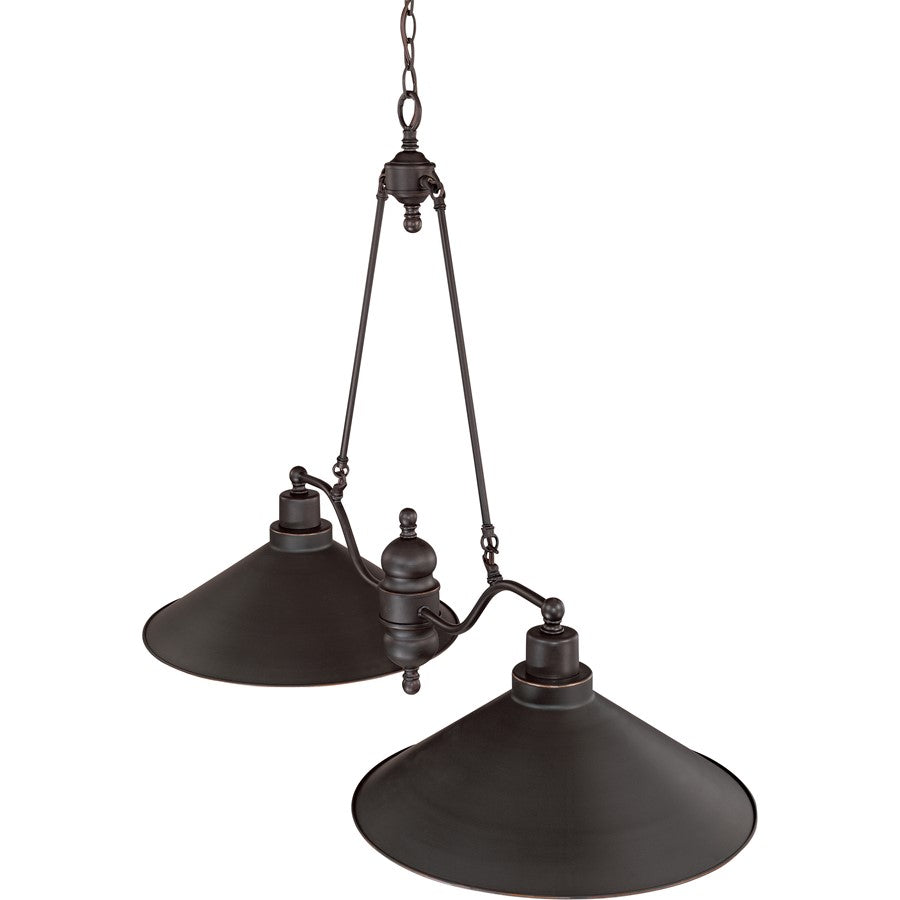 Nuvo Lighting Bridgeview 40in 2-Light Pendant | Industrial Mission Bronze and Satin White Glass | Kitchen Island & Dining Room | 28 x 18 x | Model 60-1703