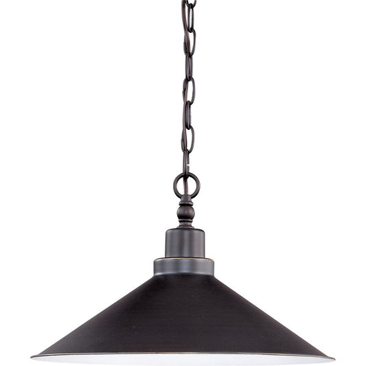 Nuvo Lighting Bridgeview 16in 1-Light Pendant | Industrial Mission Dust Bronze and Satin White Glass | Kitchen Island & Dining Room | 16 x | Model 60-1707