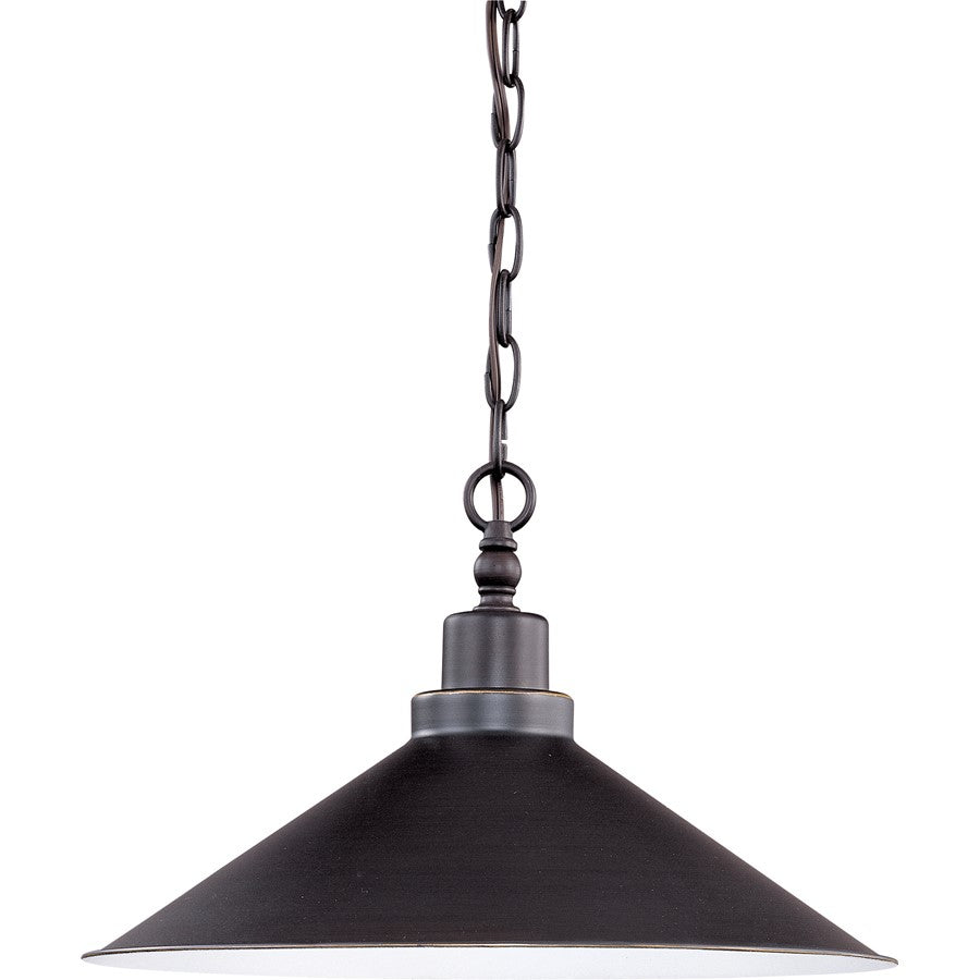 Nuvo Lighting Bridgeview 16in 1-Light Pendant | Industrial Mission Dust Bronze and Satin White Glass | Kitchen Island & Dining Room | 16 x | Model 60-1707