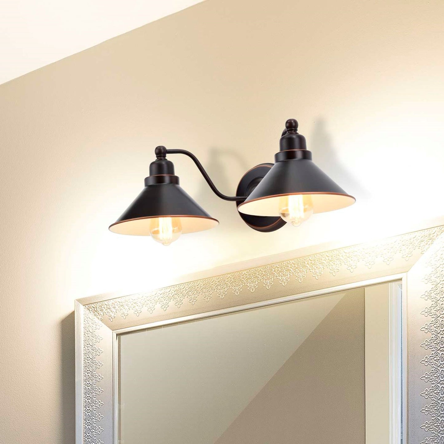 Nuvo Lighting Bridgeview 20in 2-Light Wall Sconce | Industrial Mission Dust Bronze and Satin White Glass | Hallway & Bathroom | 20 x 7.25 | Model 60-1711
