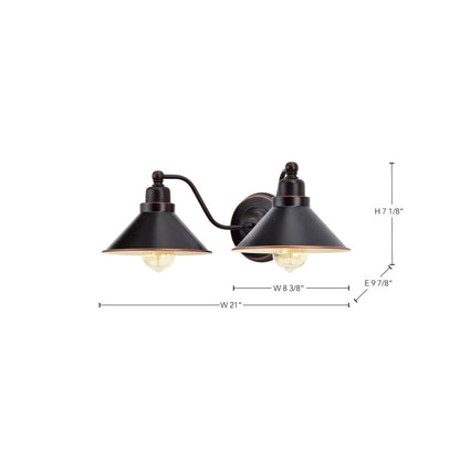 Nuvo Lighting Bridgeview 20in 2-Light Wall Sconce | Industrial Mission Dust Bronze and Satin White Glass | Hallway & Bathroom | 20 x 7.25 | Model 60-1711