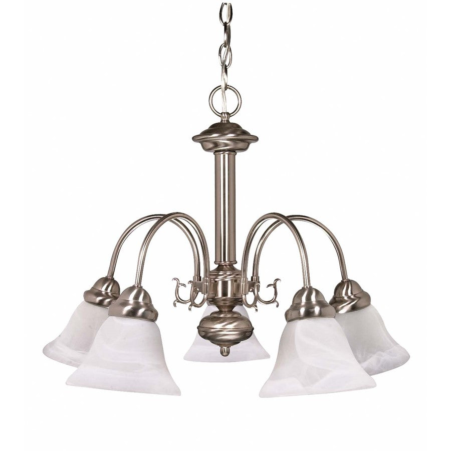 Nuvo Ballerina 24in 5-Light Chandelier | Brushed Nickel and Alabaster Glass Bell Shades | Dining Room & Living Room | 20 x 8 x 20 in | Model 60-181