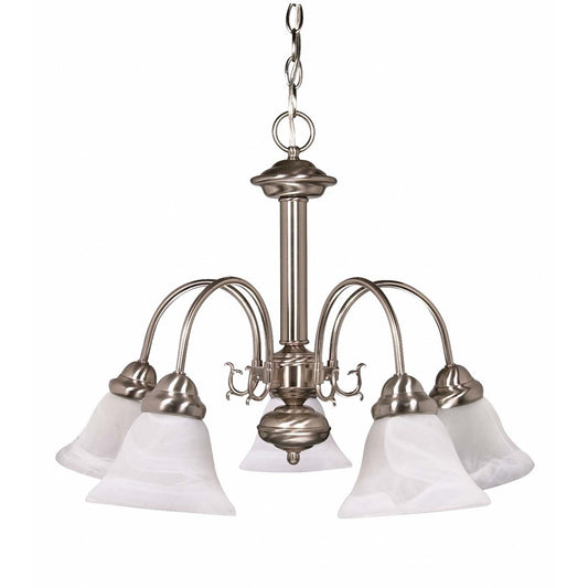 Nuvo Ballerina 24in 5-Light Chandelier | Brushed Nickel and Alabaster Glass Bell Shades | Dining Room & Living Room | 20 x 8 x 20 in | Model 60-181