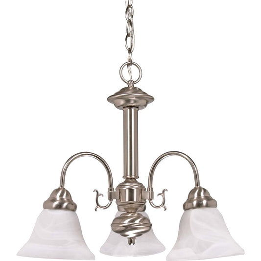Nuvo Ballerina 20in 3-Light Chandelier | Brushed Nickel and Alabaster Glass | Dining Room & Living Room | 16 x 8 x 17 in | Model 60-182