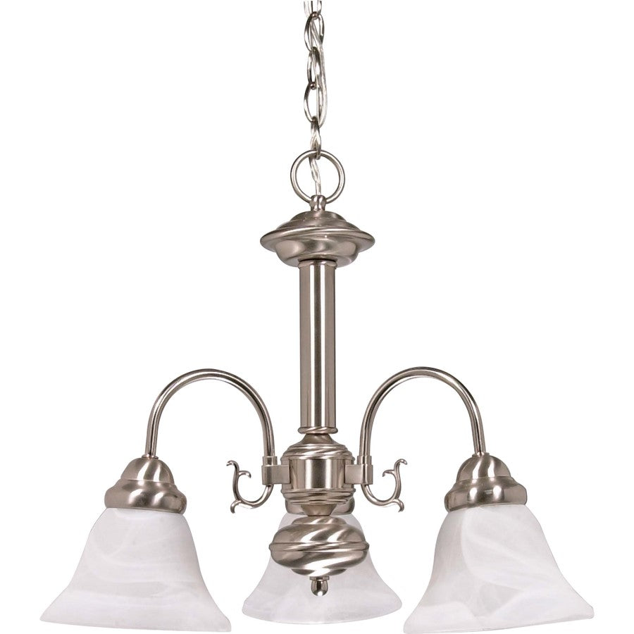 Nuvo Ballerina 20in 3-Light Chandelier | Brushed Nickel and Alabaster Glass | Dining Room & Living Room | 16 x 8 x 17 in | Model 60-182