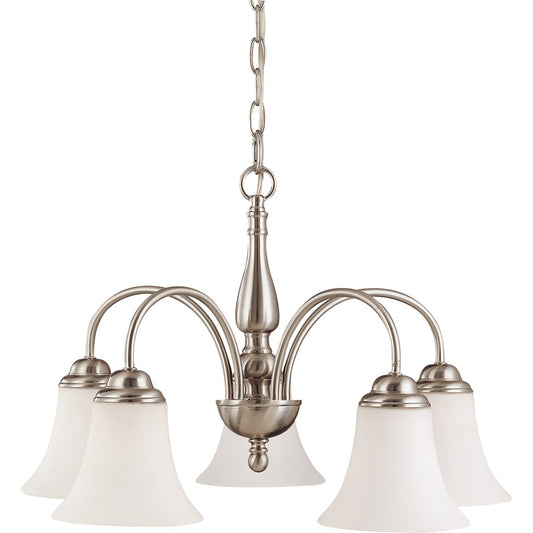 Nuvo Dupont 21in 5-Light Chandelier | Brushed Nickel and Satin White Glass | Dining Room & Kitchen Island | 21 x 16 x 10 in | Model 60-1822