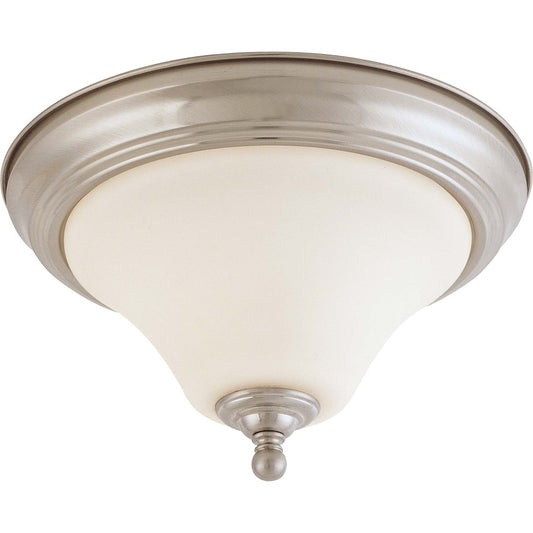 Nuvo Dupont 11in 1-Light Flush Mount | Brushed Nickel and Satin White Glass | Hallway & Bathroom Ceiling Light | 11 x 11 x 7 in | Model 60-1824