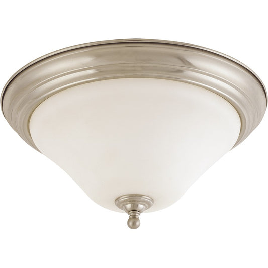 Nuvo Dupont 15in 2-Light Flush Mount | Brushed Nickel and Satin White Glass | Hallway & Bathroom Ceiling Light | 15 x 15 x 7.75 in | Model 60-1826