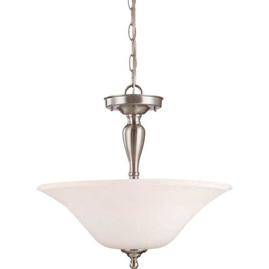 Nuvo Lighting Dupont 3-Light Semi-Flush Mount | Traditional Brushed Nickel and Satin White Glass | Bedroom & Hallway Ceiling Light | 16 x | Model 60-1827