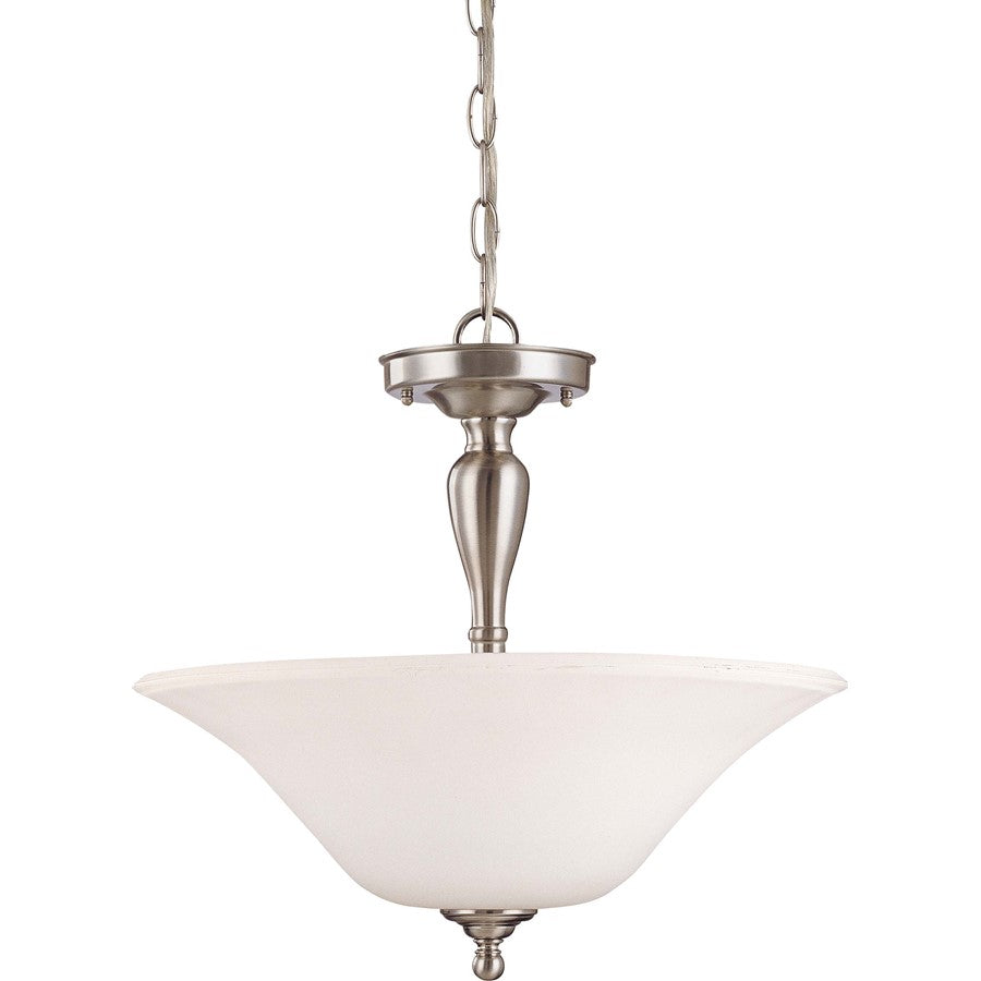 Nuvo Lighting Dupont 3-Light Semi-Flush Mount | Traditional Brushed Nickel and Satin White Glass | Bedroom & Hallway Ceiling Light | 16 x | Model 60-1827