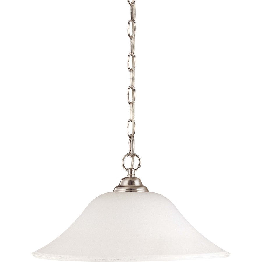 Nuvo Dupont 16in 1-Light Pendant | Brushed Nickel and Satin White Glass | Kitchen Island & Dining Room | 18 x 18 x 8 in | Model 60-1829