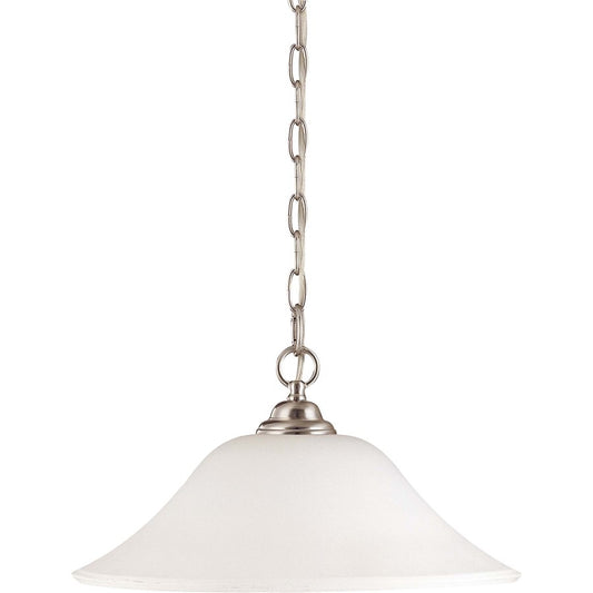 Nuvo Dupont 16in 1-Light Pendant | Brushed Nickel and Satin White Glass | Kitchen Island & Dining Room | 18 x 18 x 8 in | Model 60-1829