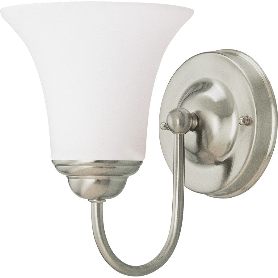 Nuvo Lighting Dupont 1-Light Vanity Light | Brushed Nickel and Satin White Glass | Bathroom Vanity | 6 x 8 x 8.5 in | Model 60-1832