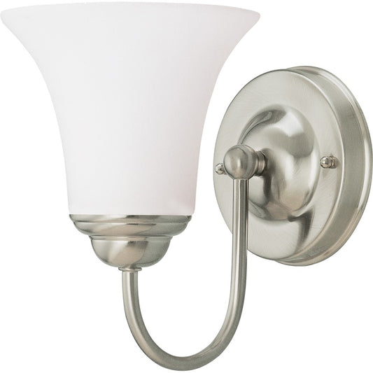 Nuvo Lighting Dupont 1-Light Vanity Light | Brushed Nickel and Satin White Glass | Bathroom Vanity | 6 x 8 x 8.5 in | Model 60-1832