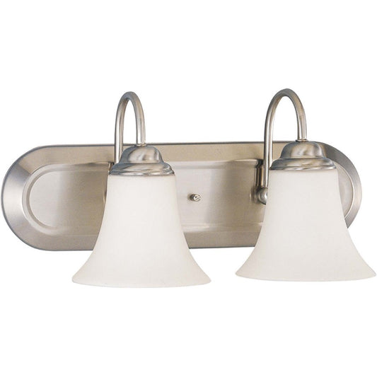 Nuvo Lighting Dupont 2-Light Vanity Light | Brushed Nickel and Satin White Glass | Bathroom Vanity | 13 x 8 x 8 in, Extends 7.75 in | Model 60-1833