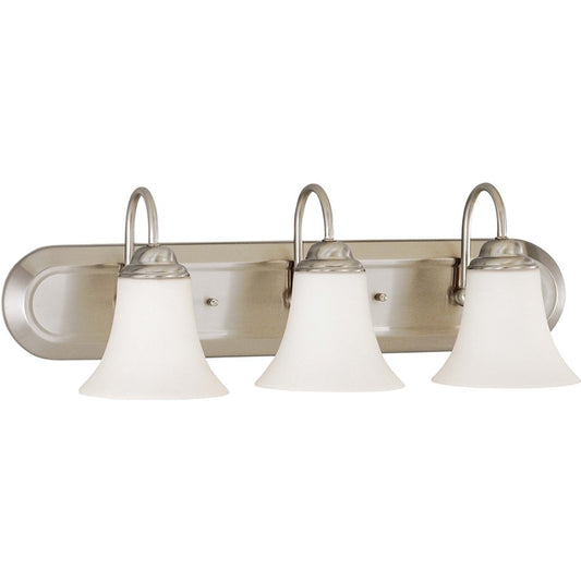 Nuvo Lighting Dupont 24in 3-Light Vanity Light | Transitional Brushed Nickel and Satin White Glass | Bathroom Vanity | 24 x 8 x 7.75 in | Model 60-1834