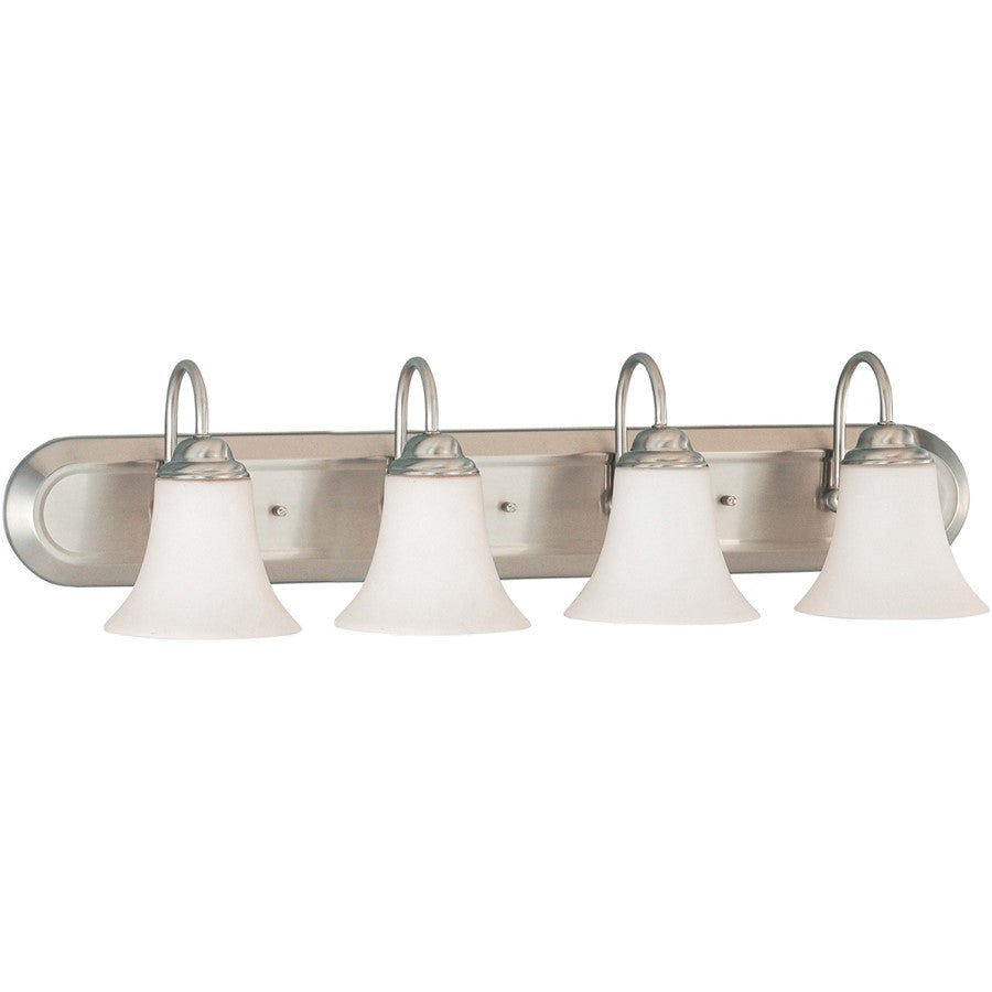 Nuvo Lighting Dupont 30in 4-Light Vanity Light | Brushed Nickel and Satin White Glass | Bathroom Vanity | 35 x 9 x 8 in | Model 60-1835