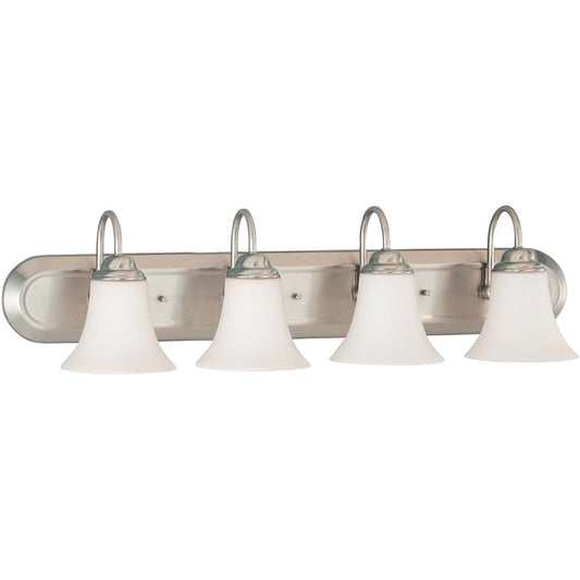 Nuvo Lighting Dupont 30in 4-Light Vanity Light | Brushed Nickel and Satin White Glass | Bathroom Vanity | 35 x 9 x 8 in | Model 60-1835