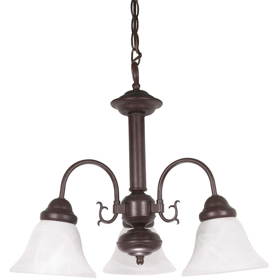 Nuvo Ballerina 20in 3-Light Chandelier | Traditional Old Bronze and Alabaster Glass | Dining Room & Foyer | 20 x 20 x 17 in | Model 60-184