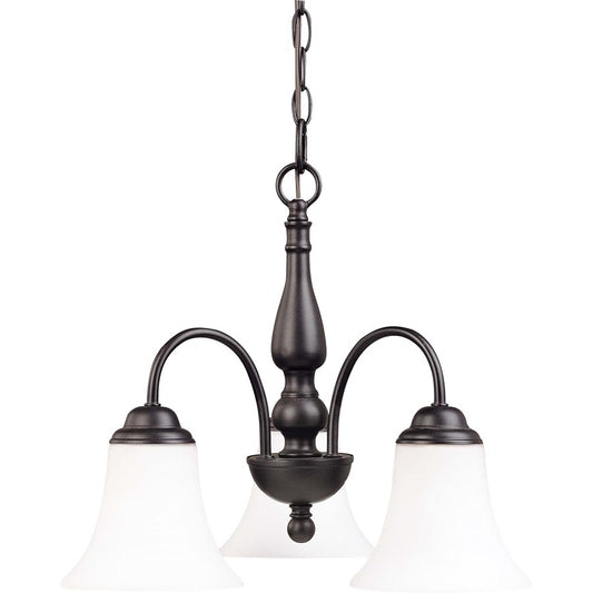 Nuvo Dupont 16in 3-Light Chandelier | Brushed Nickel and Satin White Glass | Dining Room & Kitchen Island | 16 x 14 x 10 in | Model 60-1841