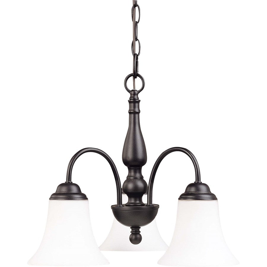 Nuvo Dupont 16in 3-Light Chandelier | Brushed Nickel and Satin White Glass | Dining Room & Kitchen Island | 16 x 14 x 10 in | Model 60-1841