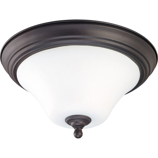 Nuvo Dupont 11in 1-Light Flush Mount | Brushed Nickel and Satin White Glass | Hallway & Bathroom Ceiling Light | 11 x 11 x 7 in | Model 60-1844