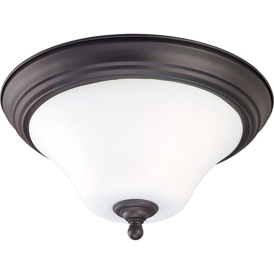 Nuvo Dupont 2-Light 15in Flush Mount | Brushed Nickel and Satin White Glass | Bedroom & Hallway Ceiling Light | 15 x 15 x 7.75 in | Model 60-1846