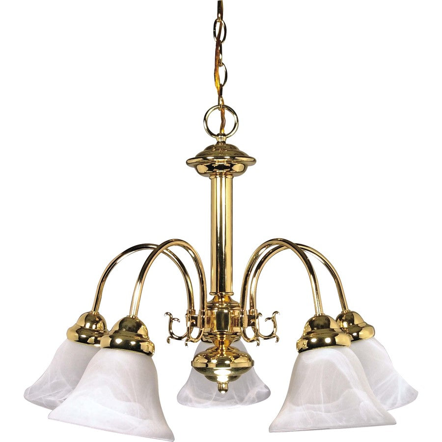 Nuvo Ballerina 24in 5-Light Chandelier | Traditional Brushed Nickel and Alabaster Glass Bell Shades | Dining Room & Living Room | 24 x 24 x | Model 60-185