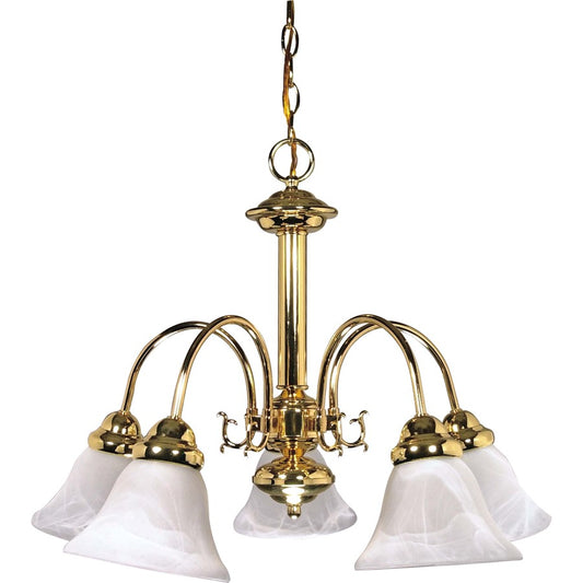 Nuvo Ballerina 24in 5-Light Chandelier | Traditional Brushed Nickel and Alabaster Glass Bell Shades | Dining Room & Living Room | 24 x 24 x | Model 60-185