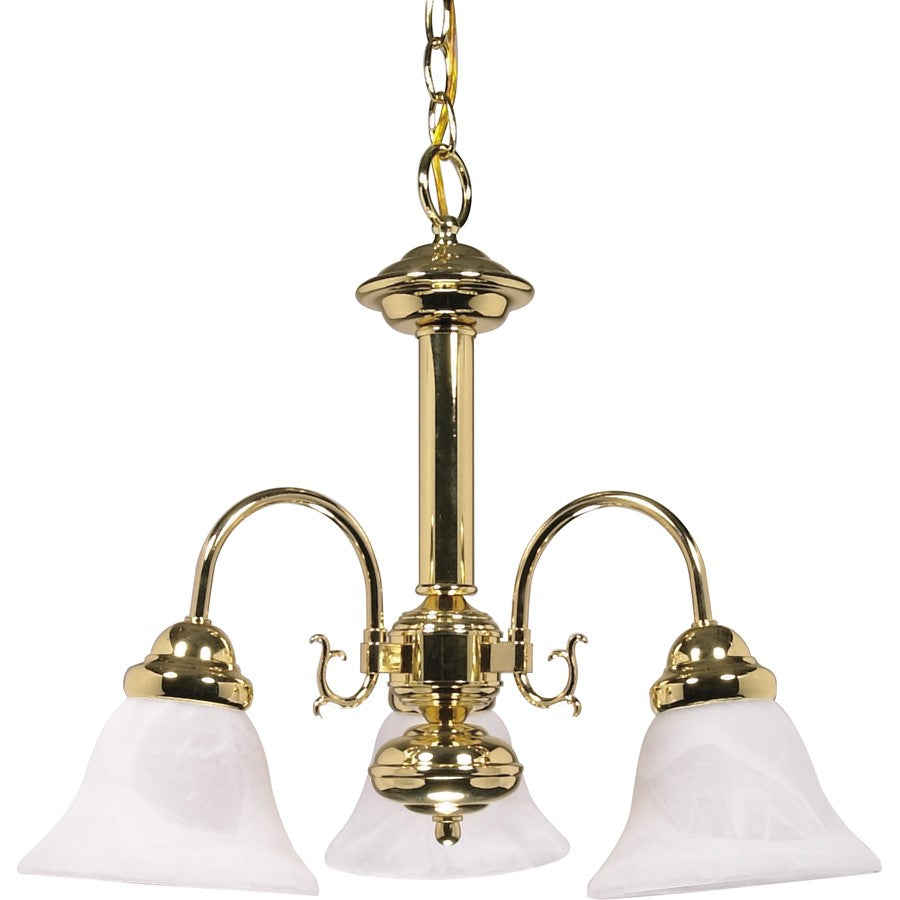 Nuvo Ballerina 20in 3-Light Chandelier | Traditional Alabaster Glass Bell Shades | Dining Room & Living Room | 20 x 20 x 17 in | Model 60-186