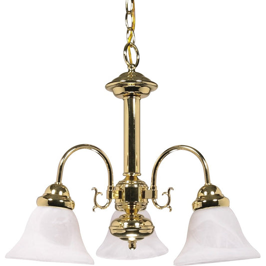 Nuvo Ballerina 20in 3-Light Chandelier | Traditional Alabaster Glass Bell Shades | Dining Room & Living Room | 20 x 20 x 17 in | Model 60-186