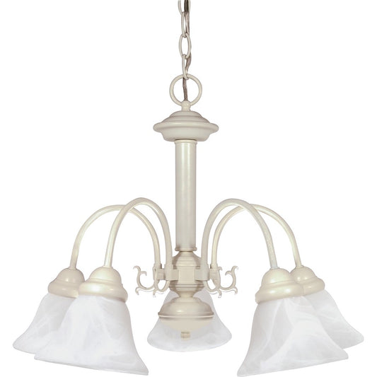 Nuvo Ballerina 24in 5-Light Chandelier | Textured White and Alabaster Glass | Dining Room & Living Room | 20 x 8 x 20 in | Model 60-187