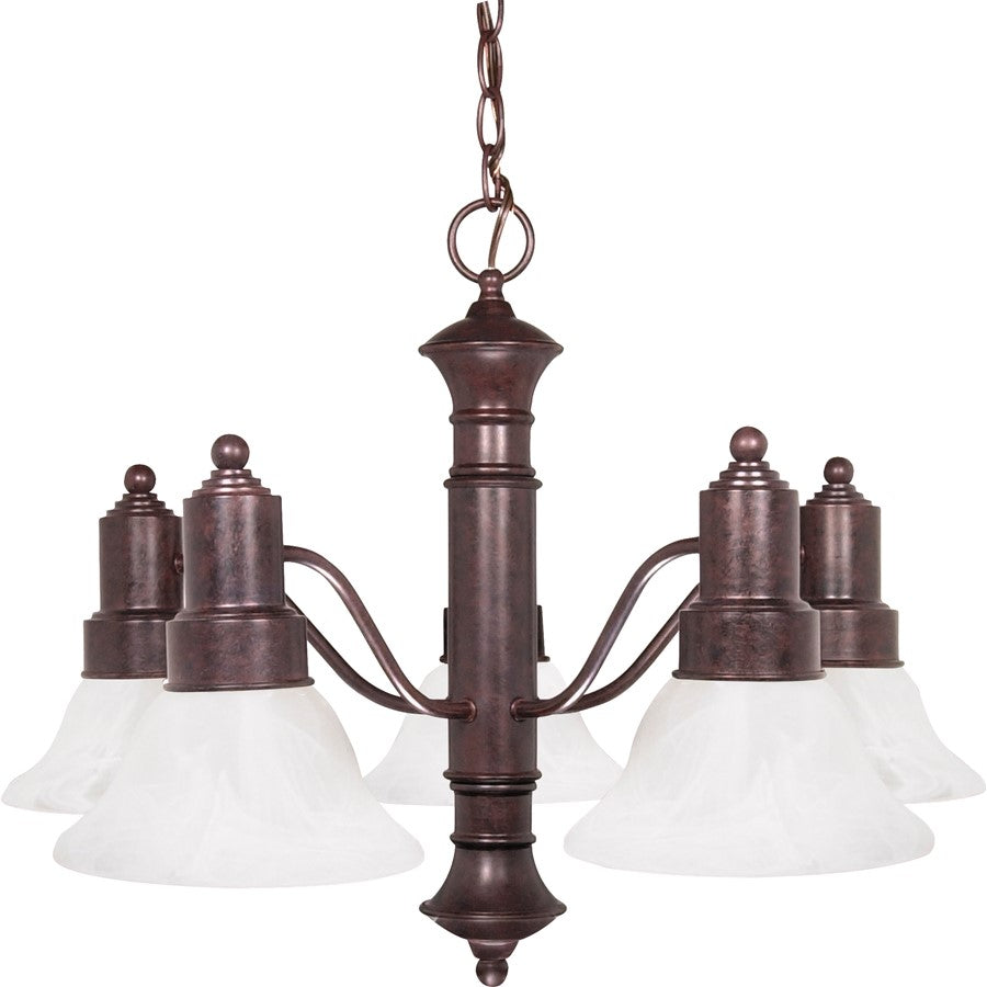 Nuvo Gotham 25in 5-Light Chandelier | Traditional Old Bronze and Alabaster Glass | Dining Room & Living Room | 24.5 x 24.5 x 17.5 in | Model 60-191