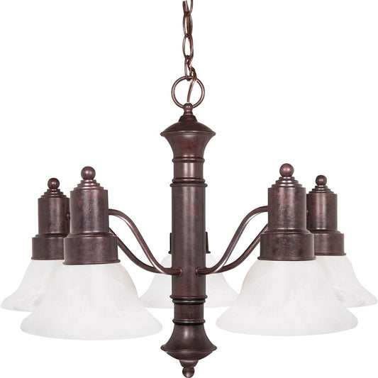 Nuvo Gotham 25in 5-Light Chandelier | Traditional Old Bronze and Alabaster Glass | Dining Room & Living Room | 24.5 x 24.5 x 17.5 in | Model 60-191