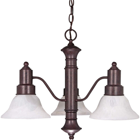 Nuvo Gotham 23in 3-Light Chandelier | Traditional Old Bronze and Alabaster Glass | Dining Room & Living Room | 22.5 x 22.5 x 17.5 in | Model 60-192
