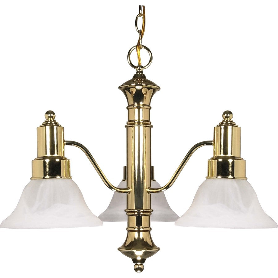 Nuvo Gotham 23in 3-Light Chandelier | Traditional Polished Brass and Alabaster Glass | Dining Room & Entryway | 22.5 x 22.5 x 17.5 in | Model 60-194