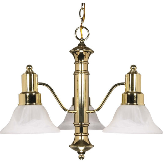 Nuvo Gotham 23in 3-Light Chandelier | Traditional Polished Brass and Alabaster Glass | Dining Room & Entryway | 22.5 x 22.5 x 17.5 in | Model 60-194