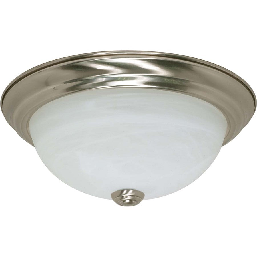Nuvo Lighting 2-Light 11in Flush Mount | Brushed Nickel and Alabaster Glass | Bathroom & Hallway Ceiling Light | 11.375 x 11.375 x 4.875 in | Model 60-197