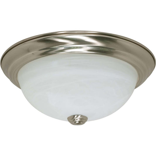 Nuvo Lighting 2-Light 11in Flush Mount | Brushed Nickel and Alabaster Glass | Bathroom & Hallway Ceiling Light | 11.375 x 11.375 x 4.875 in | Model 60-197