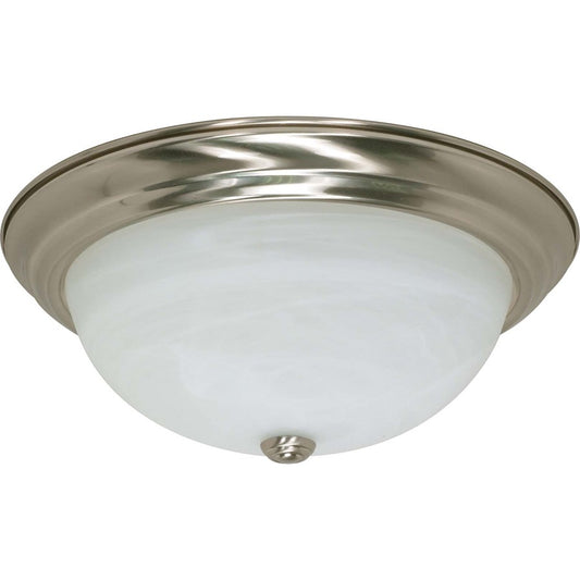 Nuvo Lighting 3-Light 15in Flush Mount | Brushed Nickel and Alabaster Glass | Bathroom & Hallway Ceiling Light | 15.25 x 15.25 x 6 in, Damp | Model 60-199