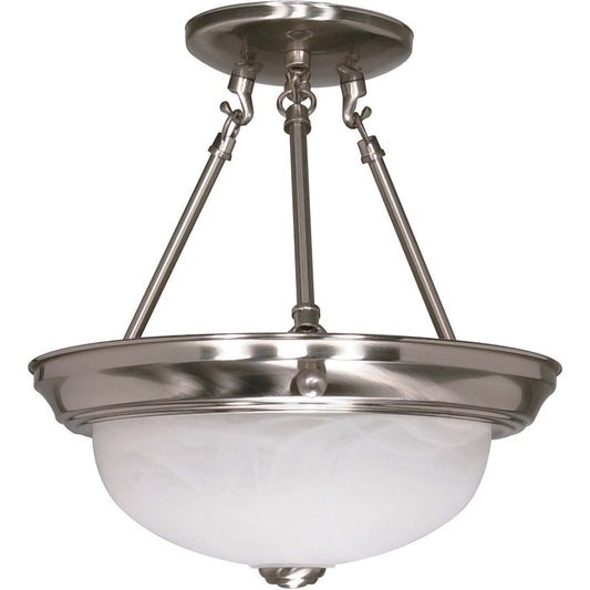 Nuvo Lighting 2-Light 11in Semi-Flush Mount | Brushed Nickel and Alabaster Glass | Hallway & Bedroom Ceiling Light | 11.375 x 12 in | Model 60-200