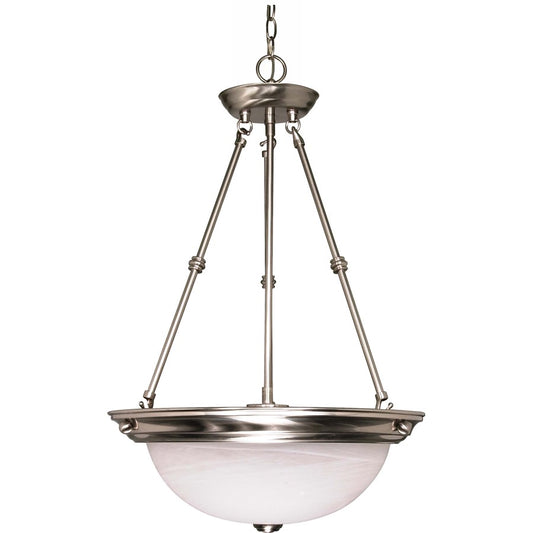 Nuvo Lighting 15in 3-Light Pendant | Brushed Nickel and Alabaster Glass | Kitchen Island & Dining Room | 15 x 15 x 23 in | Model 60-203