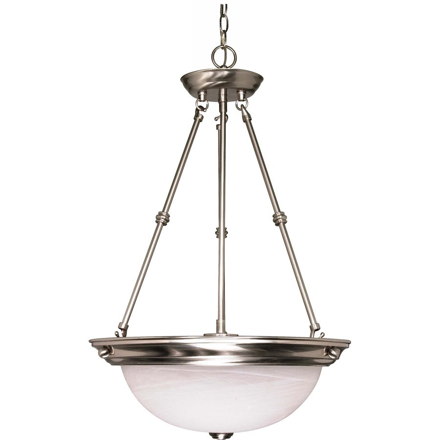 Nuvo Lighting 15in 3-Light Pendant | Brushed Nickel and Alabaster Glass | Kitchen Island & Dining Room | 15 x 15 x 23 in | Model 60-203