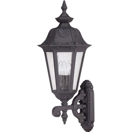 Nuvo Cortland 27in 3-Light Outdoor Wall Lantern | Traditional Satin Iron Ore and Seeded Mist Glass | Covered Porch & Entryway | 10.875 x | Model 60-2031