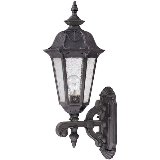 Nuvo Cortland 1-Light Outdoor Wall Lantern | Traditional Satin Iron Ore and Seeded Mist Glass | Covered Porch & Entryway | 8.875 x 17 x | Model 60-2033